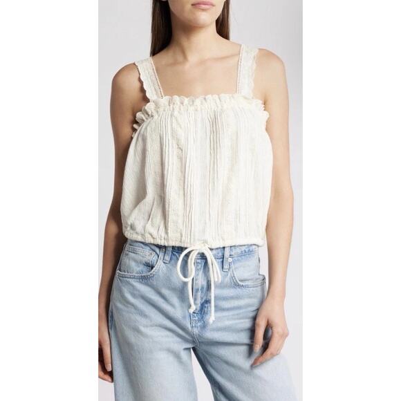Free People Because of You Cotton & Linen Drawstring Waist Camisole XS NWT - Picture 1 of 15